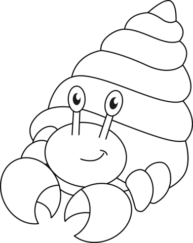 Cute Hermit Crab Coloring Page